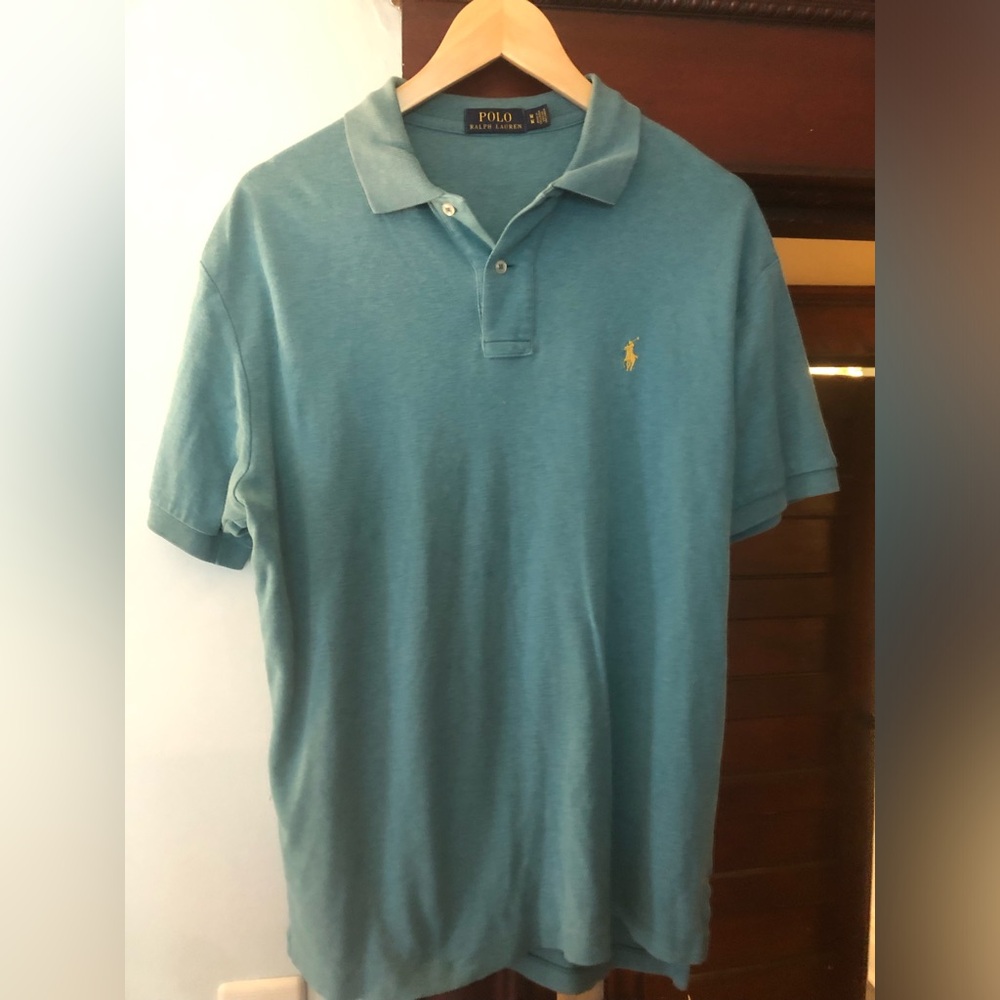 Ralph Lauren Polo Shirt in Teal with Yellow Pony